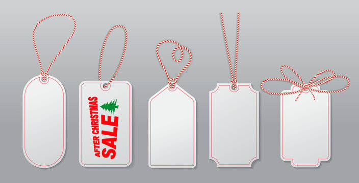 set of christmas hanging label price or blank white paper price tag or afer christmas sale label tag. eps vector
