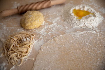 making pasta.  dough for pasta