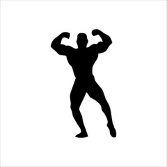 Bodybuilder vector icon illustration, bodybuilder Pose position, silhouette 