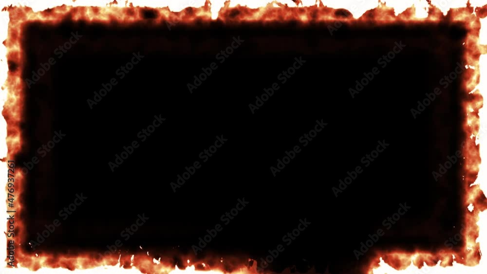Poster bright fire in 3d render of empty rectangle. energy creeping along edges with fiery reflections. hot