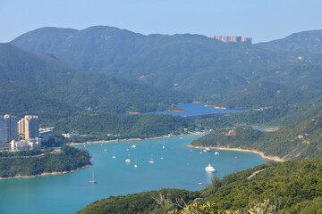 Fototapeta na wymiar Beautiful Scenery of Tai Tam Country Park as Seen from Dragon Back Hiking Trail, Hong Kong