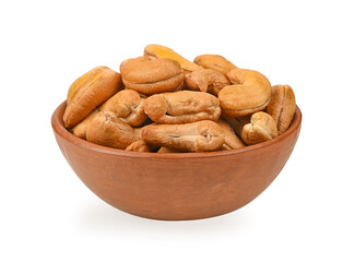 cashew nut isolated in bowl on white background