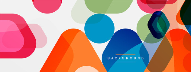 Color bubbles and rounded geometric shapes on white. Vector geometric minimal abstract background for wallpaper, banner, background, landing page