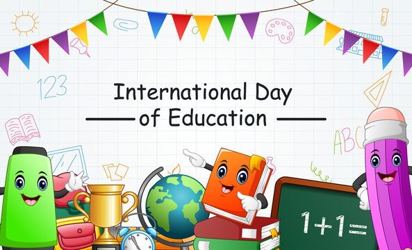 International day of Education on 24th of January greeting vector illustration