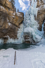 Johnston canyon frozen in winter, Canada