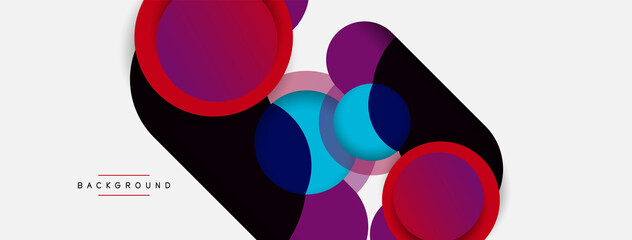 Vector round shapes circles minimal geometric background. Vector illustration for wallpaper banner background or landing page