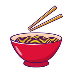 Bowl of noodle with chopsticks vector illustration isolated on white background