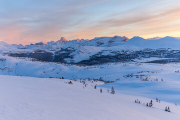 Assiniboine Mountain Ski Resort Sunshine Banff, Alberta Canada winter sunset