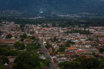 Fototapeta na wymiar View from Cerro de la Cruz in Antigua, Guatemala