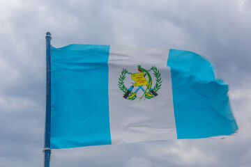 Guatemala flag, national symbol, waving on the wind