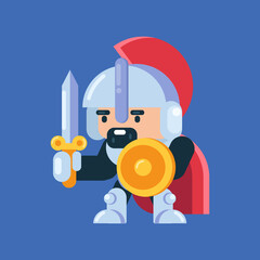 Cute guardian knight vector in flat style