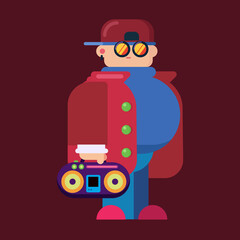 Fat hiphop man character with hat