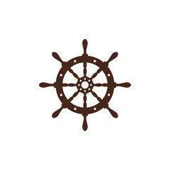 Obraz premium ship's steering wheel logo icon design template vector