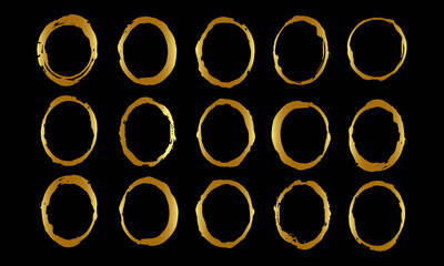 Brush ring Gold circle element vector collections