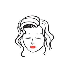 hand drawn doodle woman face and hairstyle vector illustration isolated