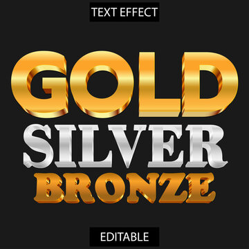 funtastic 3d premium text effect gold, silver, bronze andcool style, suitable for advertisement, title, product business, banner, promotion