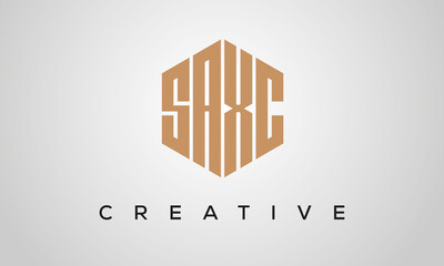 creative polygon SAXC letters logo design, vector template