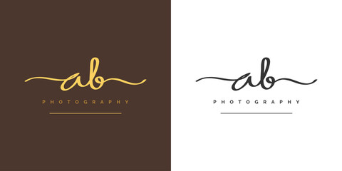 Elegant Initial A and B Logo Design with Handwriting Style. AB Signature Logo or Symbol for Business Identity