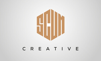 creative polygon SCUM letters logo design, vector template