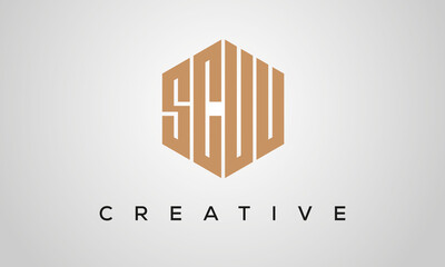 creative polygon SCUU letters logo design, vector template