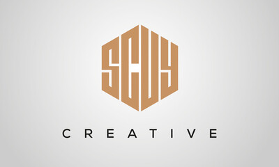 creative polygon SCUY letters logo design, vector template