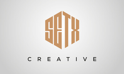 creative polygon SETX letters logo design, vector template