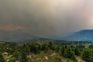 Wildfire smoke in Sunshine Meadows, Canada