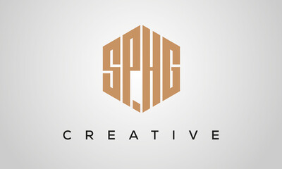 creative polygon SPHG letters logo design, vector template