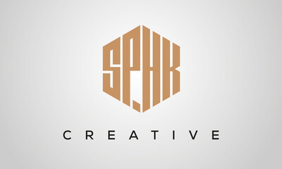 creative polygon SPHK letters logo design, vector template