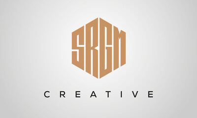 creative polygon SRGM letters logo design, vector template