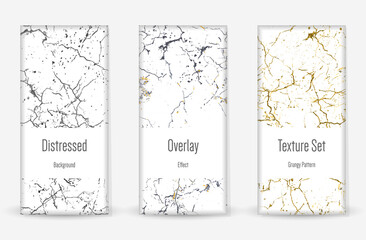 Distress Grunge Texture Set. Scratched Dirt Print.