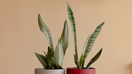 Snake plants in a decorative pots
