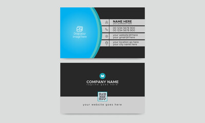 Modern, Creative, professional and eye catching corporate business card template design with circle and rectangle layout vector 63