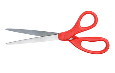 Red scissors isolated on white background