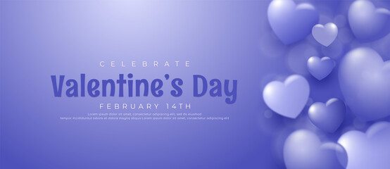 Realistic celebrate valentine's day in the color of the year 2022 color background