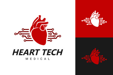 Illustration Vector Graphic of Heart Tech Logo. Perfect to use for Health Sector Company