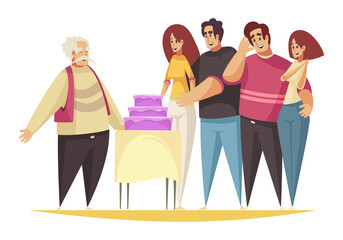 Obraz premium Grandpa Cake Present Composition
