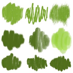 set of green strokes