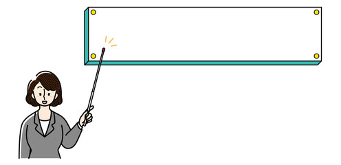 解説をするビジネスウーマン