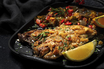 Homemade Fresh Grilled Fish with Vegetables