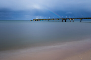 Long Exposure of a Jetty pier with calm sea, Zingst, Germany