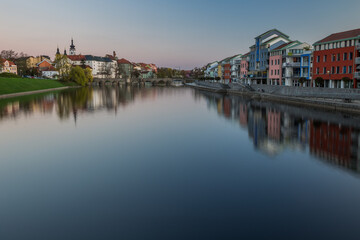 Fototapeta na wymiar Oldest bridge in Czech republic. Beautiful evening twilight with beautiful bridge in Pisek.