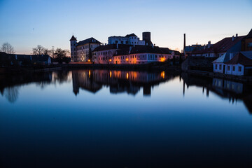 Naklejka premium Jindrichuv Hradec Castle with Reflection on The Water-South Bohemia, Czech Republic,Europe