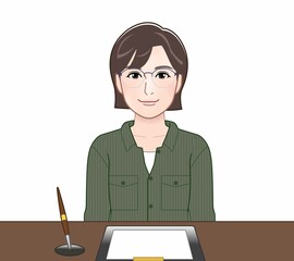 作業着を着た若い女性