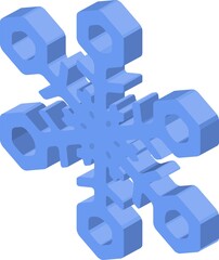 左面法アイソメトリックスタイルの雪の結晶アイコンのイラスト2.