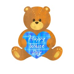 ハートを持ったくまのぬいぐるみ　ホワイトデー