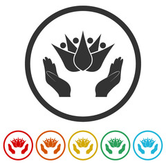 Lotus Flowers icon isolated on white background, color set