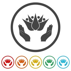 Lotus Flowers icon isolated on white background, color set