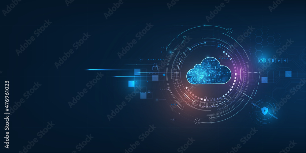 Poster cloud computing concept.abstract cloud connection technology background.