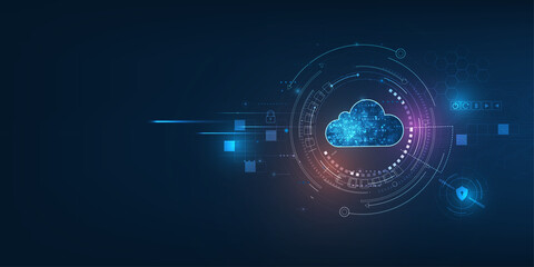 Cloud computing concept.Abstract cloud connection technology background. - obrazy, fototapety, plakaty